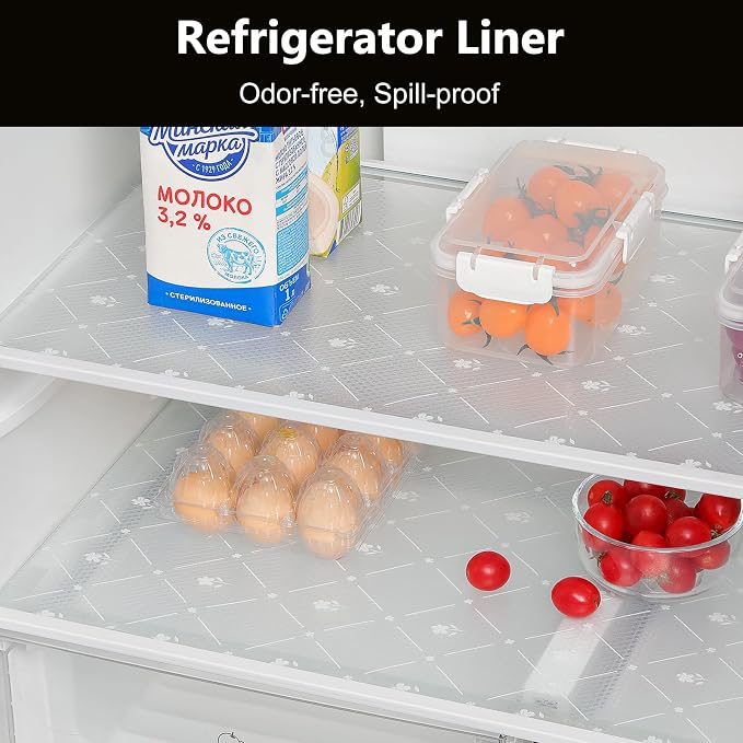 INNOLITES Kitchen Cabinet Shelf Liner, Non-Adhesive Refrigerator & Drawer Liner, Waterproof EVA with Floral, Easy to Clean & BPA-Free (White Daisy, 11.8" x 240")