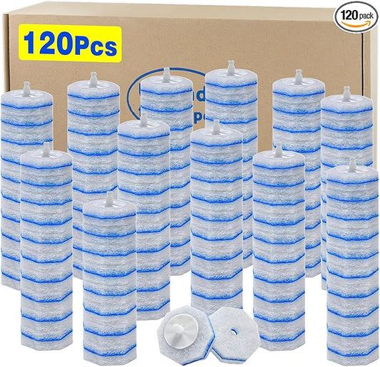 120 Count Toilet Bowl Wand Refills for Clorox, Disposable Head Compatible with Clorox Toilet Bowl Wand Cleaning System, Upgrade Fiber Bowl Cleaner Brush for Closestool Cleaning.