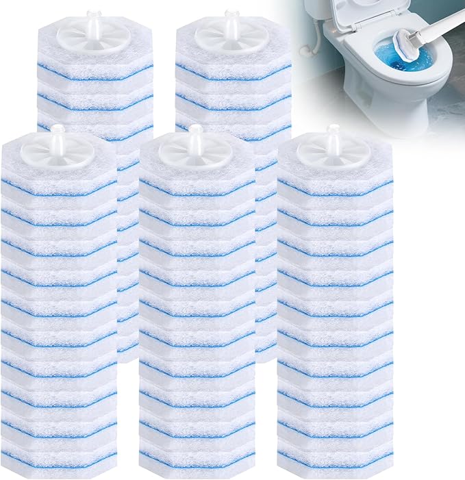 Disposable Toilet Wand Refills 50 Count, Pre-Loaded Cleaning Pads with Fresh Scent, Compatible with Clorox ToiletWand for Home RV Bathroom Cleaning