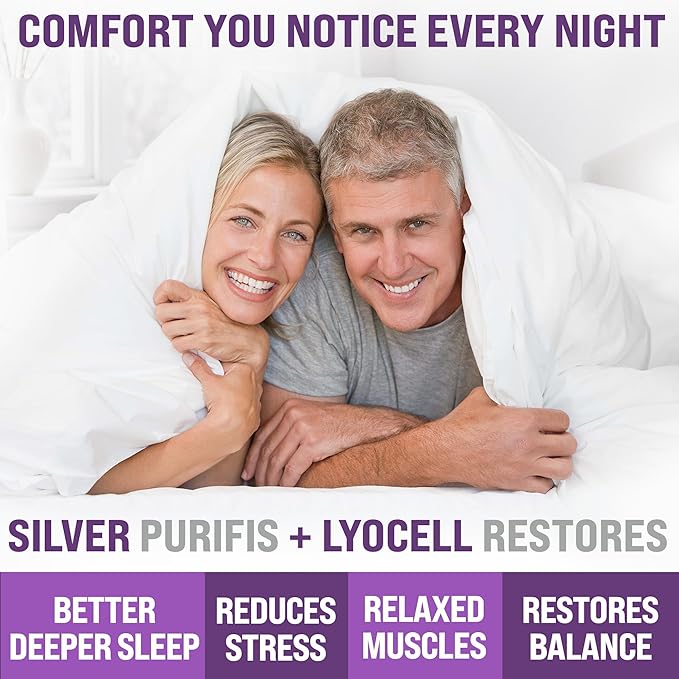 Luxury Lyocell Grounding Sheets King 22% Silver Fiber, 74% Cooling Lyocell, 4% Silk, Quality Certified - Conductive Earth Fitted Sheet 15" Deep w/Wash Bag & Wool Dryer Balls, Beige