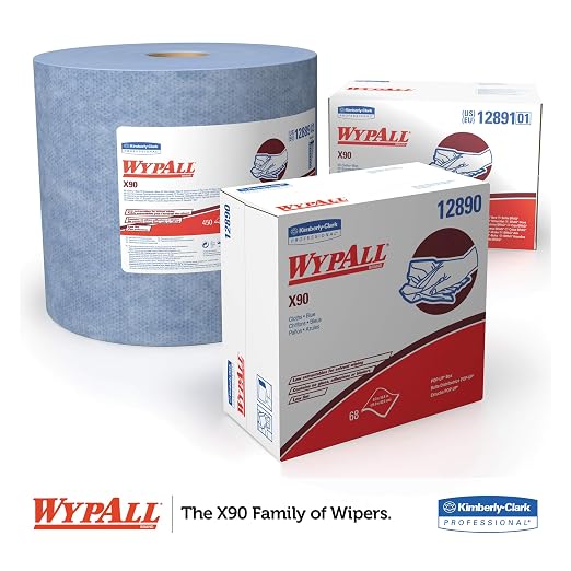 WypAll 12891 X90 Cloths, Brag Box, 11 1/10 x 16 4/5, Denim Blue (Box of 136)