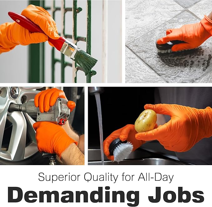 Raxwell Nitrile Disposable Gloves - Puncture-Resistant Work Gloves - Diamond Grip for Food Prep, Cleaning & Cooking