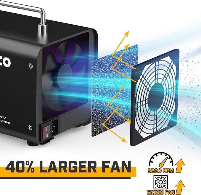 Ozone Machine Generator 40,000mg/h 8000 Sq. Ft. Ozone Machine Odor Removal for Home and Car with 120min timer All Metallic Black