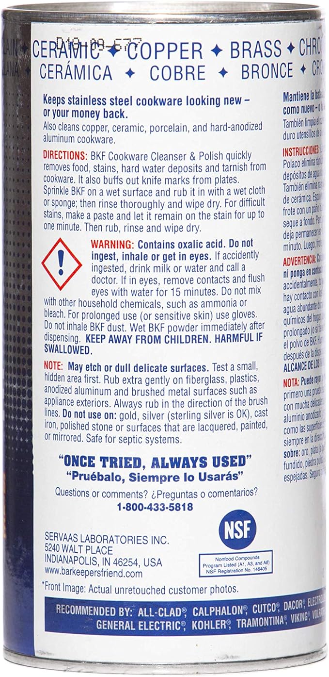 Bar Keepers Friend Cookware Cleanser & Polish (12 oz) - Cleaner, Degreaser & Stain-Remover - for Use on Stainless Steel and Copper Pots, Pans and Utensils, Glass Casserole Dishes and More (6)
