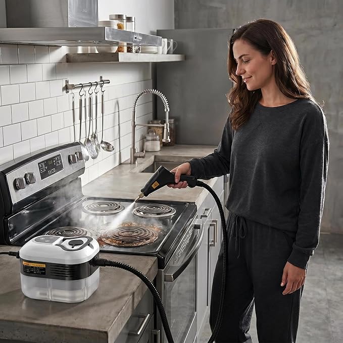 2500w Handheld High-Temperature Pressurized Steam Cleaner, 6 Adjustable Steam Levels, Professional High-Pressure 1800ml Rapid-Heating Steam Cleaner for Cleaning Kitchen Range Hoods, Air Conditioners