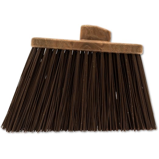 SPARTA Plastic Broom Head, Angled, Un-Flagged for Large Debris Indoor, Outdoor, Home, Restaurant, Lobby, Office, 12 Inches, Brown, (Pack of 12)