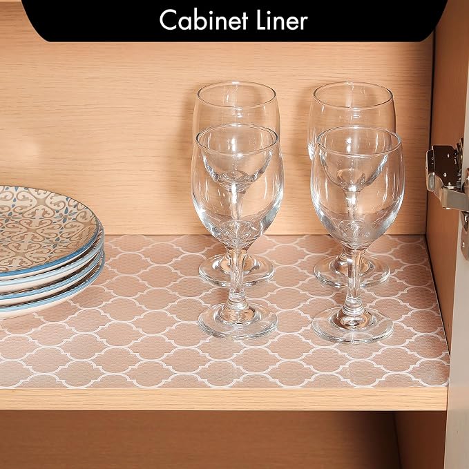 Cooyes Shelf Liner for Kitchen Cabinets – Non-Adhesive Waterproof Drawer Liner – Durable EVA Material Easy-to-Cut Shelf Paper for Refrigerator, Cupboard, Dresser with Modern Pattern