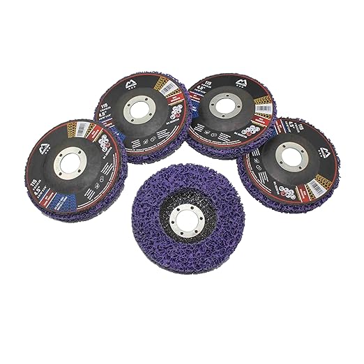 Merryland Strip Disc 4.5 inch Paint Rust Remover Disc for Angle Grinder, 4.5inch Purple Strip Wheel 5 Pack, Stripping Wheel Stripper Wheel INOX Stainless Steel Iron Universal, Bravo-Line SB207114-05