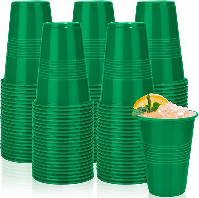 Kochorie 50 Pack Disposable Plastic Cups 16 Oz Solid Color Drinking Cups Party Supplies Strong and Sturdy Drinkware Cup For Birthday, Wedding, Christmas, Halloween & Daily Use, Green