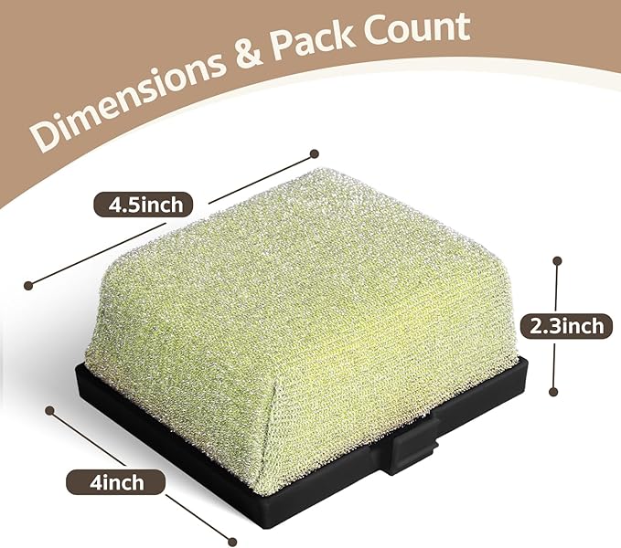 GASPRO Replaceable Cleaning Head for Grill Brush, Bristle Free BBQ Grill Cleaning Pads with Heat-Activated Sponge, Safe for Most Grates, Replace & Reuse, Black