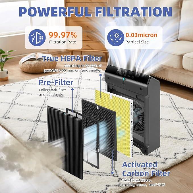 5510 5520 5530 HEPA Pet Care Air Purifier Filter Q Replacement for Winix 5510 5520 5530 Plasmawave Air Purifier H13 True HEPA Carbon Filter,# 1712-0123-00,2 Combon Set