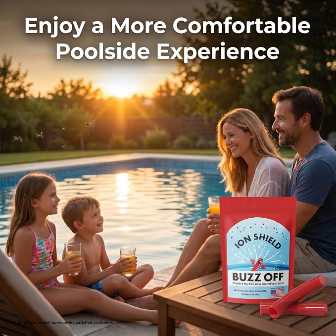 Waters Choice Buzz Off Pool Water Conditioner 2 Tubes, 3.04 oz | Skimmer basket drop-in treatment without added harsh chemicals. Evaporating ionic shield lasts an entire outdoor season