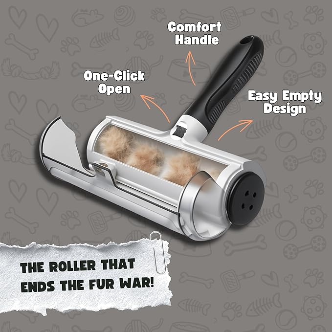 Claws & Co. Pet Hair Remover Roller: USA Owned Brand – Magic Pet Hair Removal Tool for Dog and Cat Hair – Reusable Lint Remover Roller Works on Clothes, Couches, Carpets and Car Seats