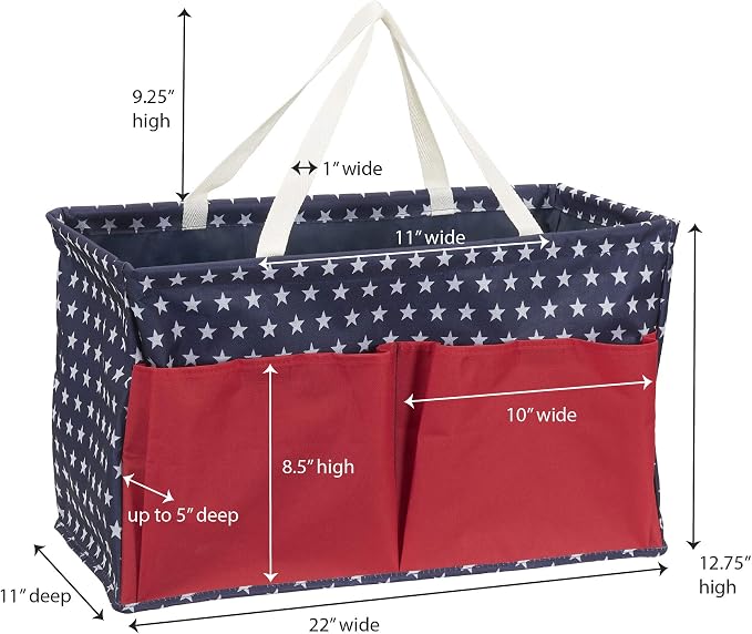 Household Essentials Red, White, and Blue Krush Container All-Purpose Utility Tote with Pockets