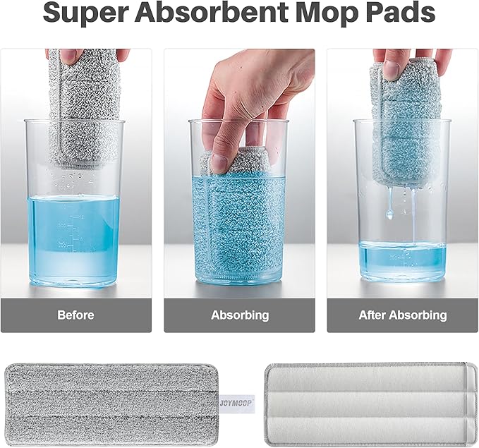 JOYMOOP Mop Replaceet Pads, Reusable Microfiber Mop Pads for 13-inch Flat Mop and Mop Bucket Set, Pack of 2 Refills - Grey and Stripe