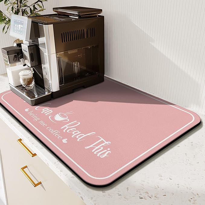Coffee Bar Mat for Countertops 19inx12in,Absorbent Hide Stain Anti-Slip Cafe Bar Accessories Fit Under Coffee Machine Mat,dish drying mats for kitchen