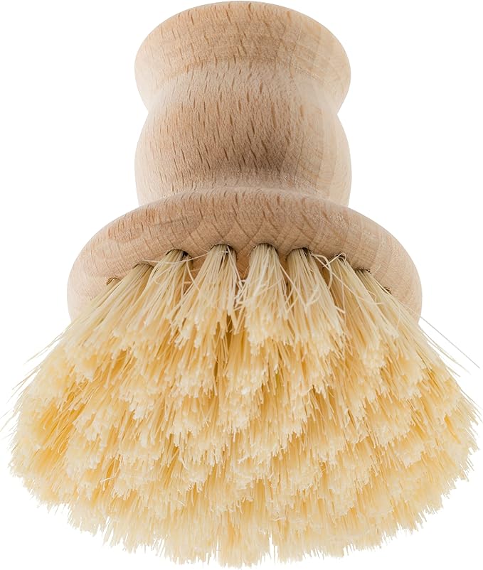 Redecker Pot Brush, Tampico Fibre, 2-Pack Dish Brushes for Everyday Cleaning, Beechwood Kitchen Scrub Brushes for Pots, Pans & Sinks, 2.6-Inch Round, Made in Germany