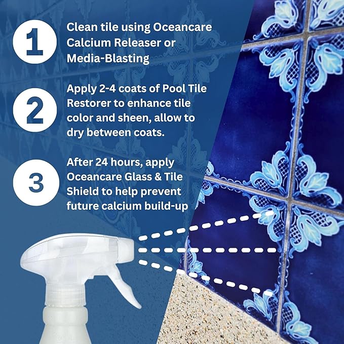 Pool Tile Restorer Quart Trigger Spray | Restore & Enhance Pool Tile Color | Low VOC Surface Treatment