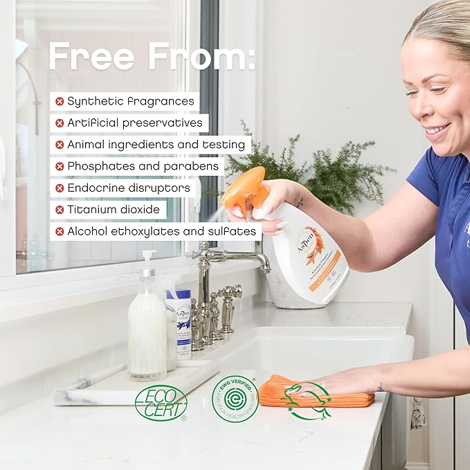 AspenClean | Kitchen Spray Cleaner | Plant-Based Degreaser for Grease & Grime | Multi-Surface Cleaner | Non - Toxic | 100% Natural | EWG Verified | Pack of 2