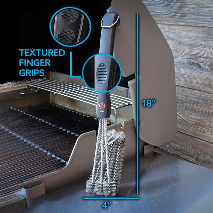 Kona Bristle & Bristle-Free Grill Brushes - Stainless Steel, Rust-Resistant, Safe for All Grill Types - Perfect Grilling Gift