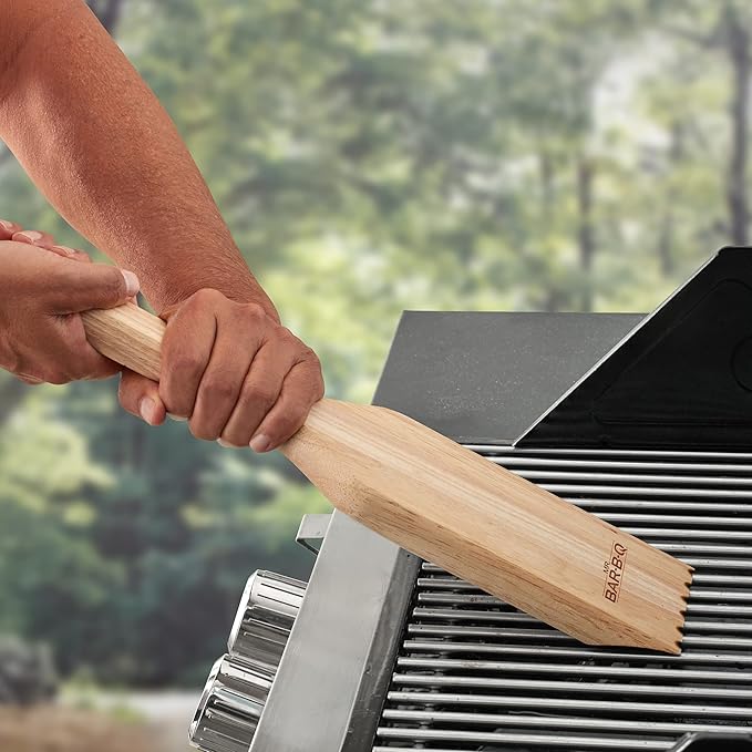 Mr. Bar-B-Q Oversized Premium Wood Grill BBQ Scraper & Brush