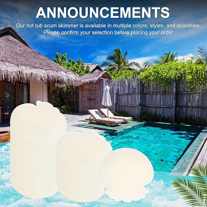M METERXITY 40-Pack Hot Tub Scum Absorber, 10x10 Cm/3.9x3.9 Inch Sponge Jellyfish Pattern Scum Balls for Spa, Bathtub and Swimming Pool to Soak Up Oils Bathtub Accessories [White]