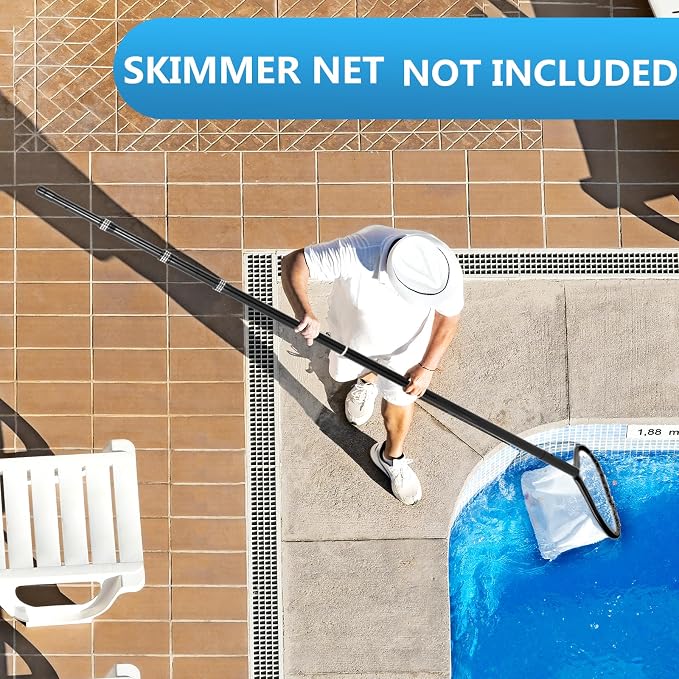 Swimming Pool Pole Carbon Fiber，Pool Skimmer Pole Telescopic Swimming，Pool Cleaning Pole, Advanced Adjustable Telescopic Pole, Used for Skimming nets, Brushes, Vacuum Heads (15 Feet)