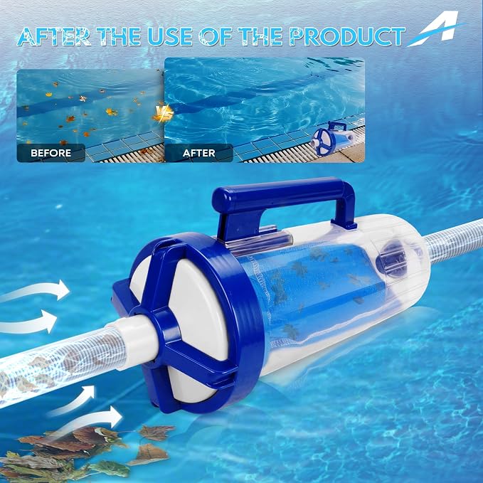 Large Capacity Pool Leaf Canister with Mesh Bag for 1.5" Hose, Compatible with Hayward W530, Pentair Navigator & Kreepy Krauly Cleaners