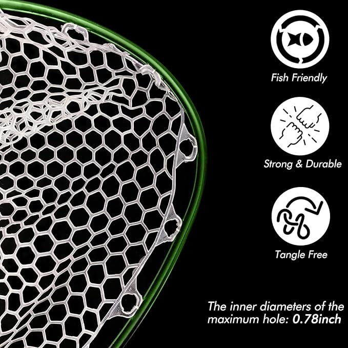 Riverruns Fly Fishing Landing Net Carbon Fiber Trout Net with Measurement Handle, Soft Rubber Mesh - 26" Standard (Wading) / 37" Long (Kayak)