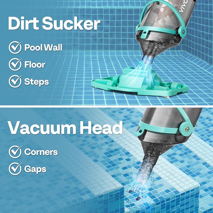 VIVOHOME Cordless Hot Tub Vacuum with Telescopic & Extension Poles 9.12ft, 18.5 GPM Suction, 60-Min Run Time, Handheld Cleaner Rechargeable with Battery Indicator for Pools/Spas- Green