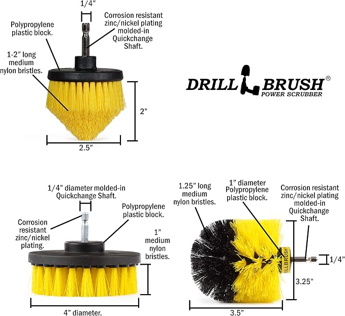 Toilet Bowl Cleaner - Toilet Brush - Bathroom Cleaner - Bathroom Drill Brush Set - Toilet Cleaner - Tile Floor Cleaner - Shower Cleaner Drill - Grout Cleaner- Bathroom Scrub Brush - Grout Tile Brush