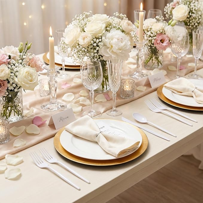 Supernal 360PCS White Plastic Silverware Set - Heavy Duty Disposable Utensils (120 Forks, 120 Knives, 120 Spoons) - Elegant Plastic Cutlery for Weddings, Catering, Party & Daily Dining