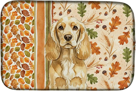 Caroline's Treasures Buff Cocker Spaniel Heirloom Fall Dish Drying Mat Absorbent Dish Drying Mat Pad for Kitchen Counter Dish Drainer Mat for Countertop, 14 x 21", Multicolor