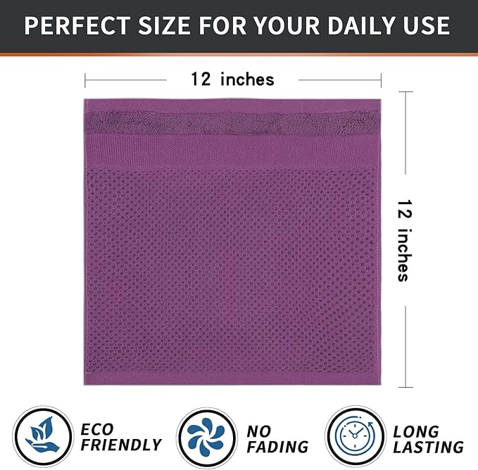 Homaxy 100% Cotton Dish Cloths, 8 Pack - 12 x 12 Inches, Waffle Weave Super Soft and Absorbent Dish Towels Quick Drying Dishcloths, Purple