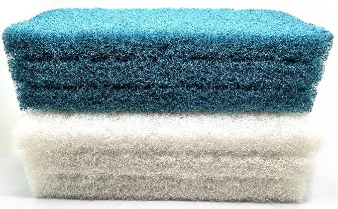 12 piece Refill Cleaning Scrubbing Scouring Pad Kit with 3X of 4 Different 10 x 4.5in Utility Cleaning Scrubber Scouring Pads | White Blue Brown Black | Compatible with Doodlebug Pad Holder
