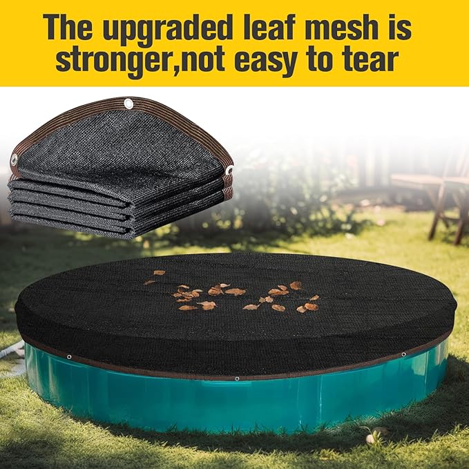 Pool Leaf Net Cover 24 ft Round, Fine Mesh Leaf Net for Above Ground Pool, Winter Pool Cover 24 ft Round Above Ground, Cover Size: 27-Feet Dia (Includes 3-feet Overlap)