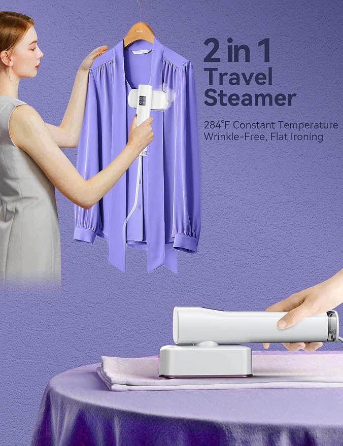Sundu Steamer for Clothes,1200W Portable Travel Steamer&Iron 180ml Pearl | Compact 15s heat-up, 180ml tank, 35min powerful steam, 4 Modes , includes gloves,Quick wrinkle removal for travel & home.