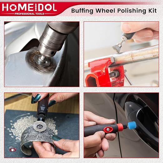 103PCS Buffing Wheel for Dremel Polishing Kit, HOMEIDOL 1/8" Shank Polishing Wheel for Dremel Tool Accessories, Abrasive Wheel Buffing Wire Brush Woolen Brush Rotary Polish Bits