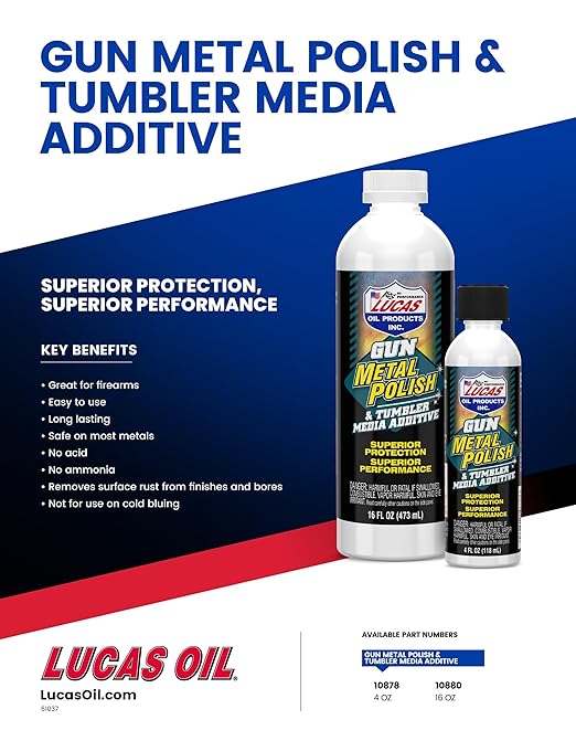 Lucas Oil 10880 Gun Metal Polish & Tumbler Media Additive - 16 Ounce (Pack of 12)