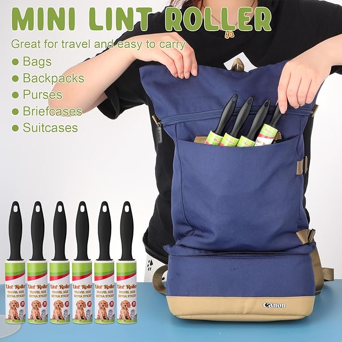 Hushee 8 Pcs Mini Lint Roller for Travel Small Lint Removers Bulk for Pet Hair and Clothes Small Size Removers Portable Sticky Removing Tool for Cleaning Furniture Dog Car Seat