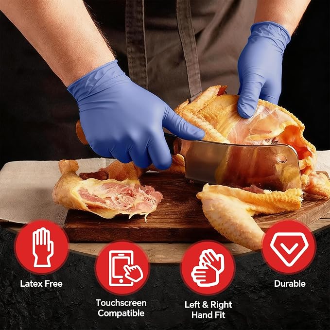 GTT Purple Nitrile Exam Gloves 6 Mil, Powder-Free Disposable Gloves First Aid,Cleaning Food Prep, Tattoo,Cooking 200 Count