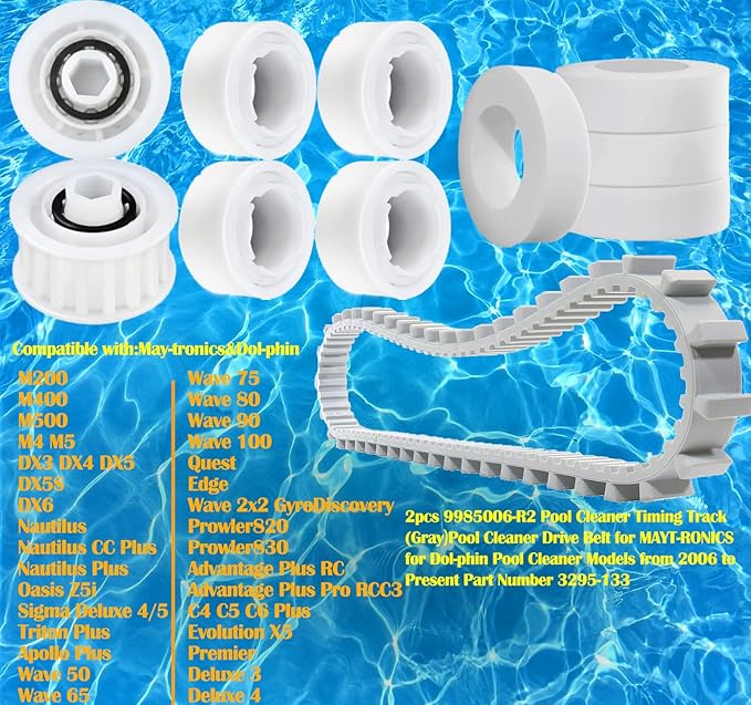 Nautilus cc Plus Replacement Parts 9985006-R2 Timing Track 6101611-R4 Climbing Ring Replacement 3884997-R6 Guide Wheels Pulley Gears Combo Kits for Maytronics Dolphin Nautilus M200 DX3 Pool Robot