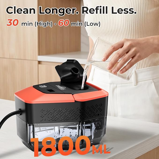 2500W Steam Cleaner,1.9 Quart Tank,3 Level Adjustable Handle | Portable Steamer with 4Bar High-Pressure & Temperature for Grout,Tile,Shower,Bathroom,Furniture Cleaning (12 Accessories)