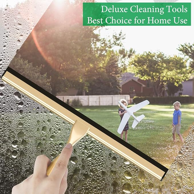 Stainless Steel Squeegee for Shower Doors, All-Purpose Shower Squeegee for Bathroom, Window and Car Glass, 14 Inches