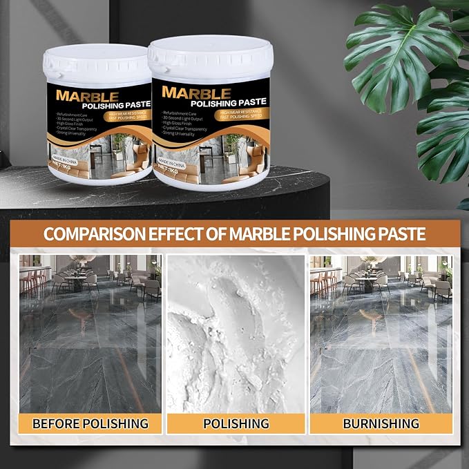 Marble Polishing Paste, Professional Marble Cleaner & Quartz Polish, Stone Sealer & Protector for Countertops, Floors, and Walls – Marble Polishing Compound Kit, 2.2LB