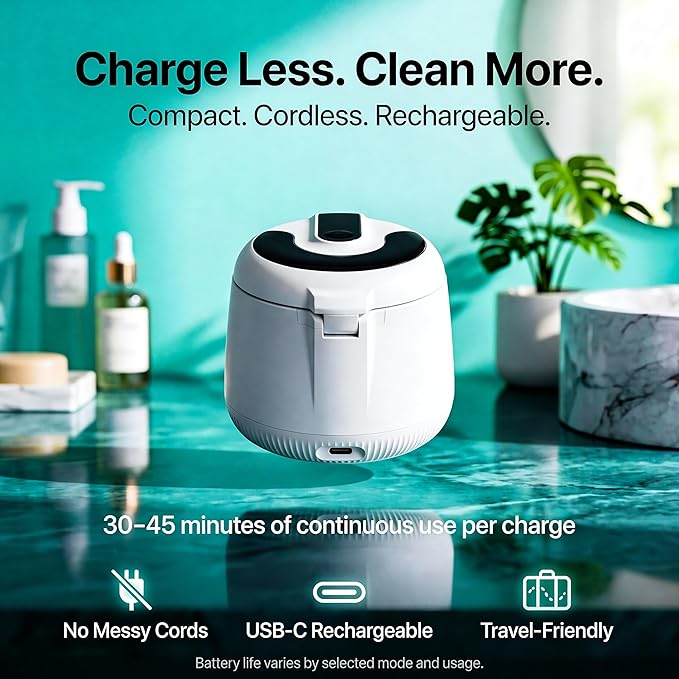 Cleansing Pod PRO + UV | Rechargeable Ultrasonic Retainer Cleaner Machine | 48kHz Ultrasonic Dental Pod for Mouthguard, Dentures & Aligners | 3 Cleaning Modes | Tablets Included