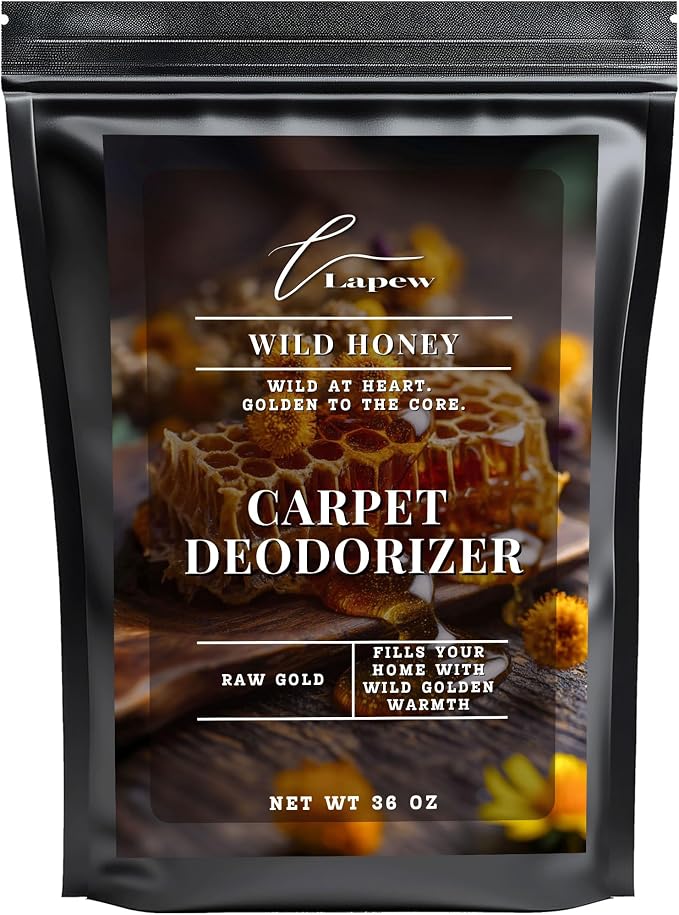 Lapew Wild Honey Carpet Deodorizer Powder - Pet Safe Freshener for Vacuuming | Scented Odor Eliminator for Home | 36 oz