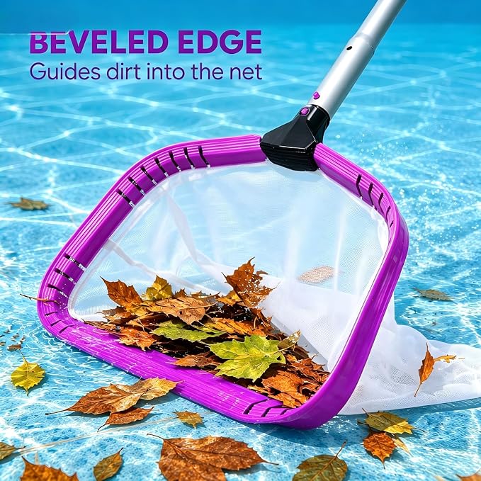 Professional Pool Skimmer Net, Heavy Duty Deep Fine Nylon Mesh Bag Leaf Skimmer with Aluminum Frame, Fast Debris Cleaning for Inground & Above Ground Pools and Ponds, No Pole (YDRS113F)