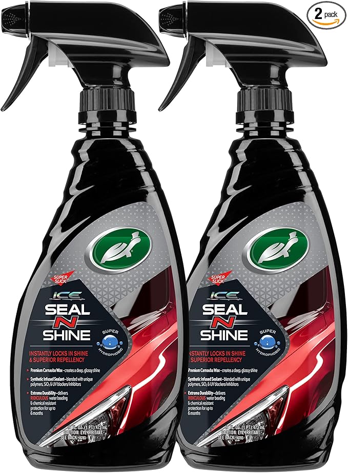 Turtle Wax ICE Seal N Shine, Car Wax Sealant, High Gloss Shine, Insane Water Beading and Durable Paint Protection, Carnauba Wax Infused, For Paint, Wheels, Glass, Plastics and More, 16oz (Pack of 2)