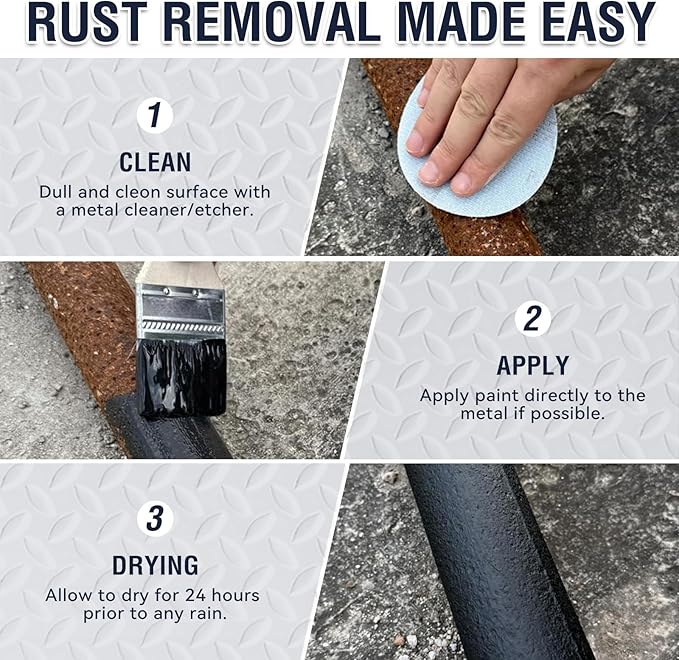YOA Rust Converter Paint & Metal Primer 2 in 1, Matte Black 16oz. Suitable For Metal, Trailer And Truck Frames, Cargo Boxes, Car Chassis, Boats, Etc. Ultra Powerful Rust Remover, Inhibitor, Converter